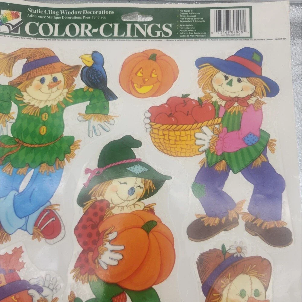 Decoration Window Color Cling Scarecrow Halloween Thanksgiving